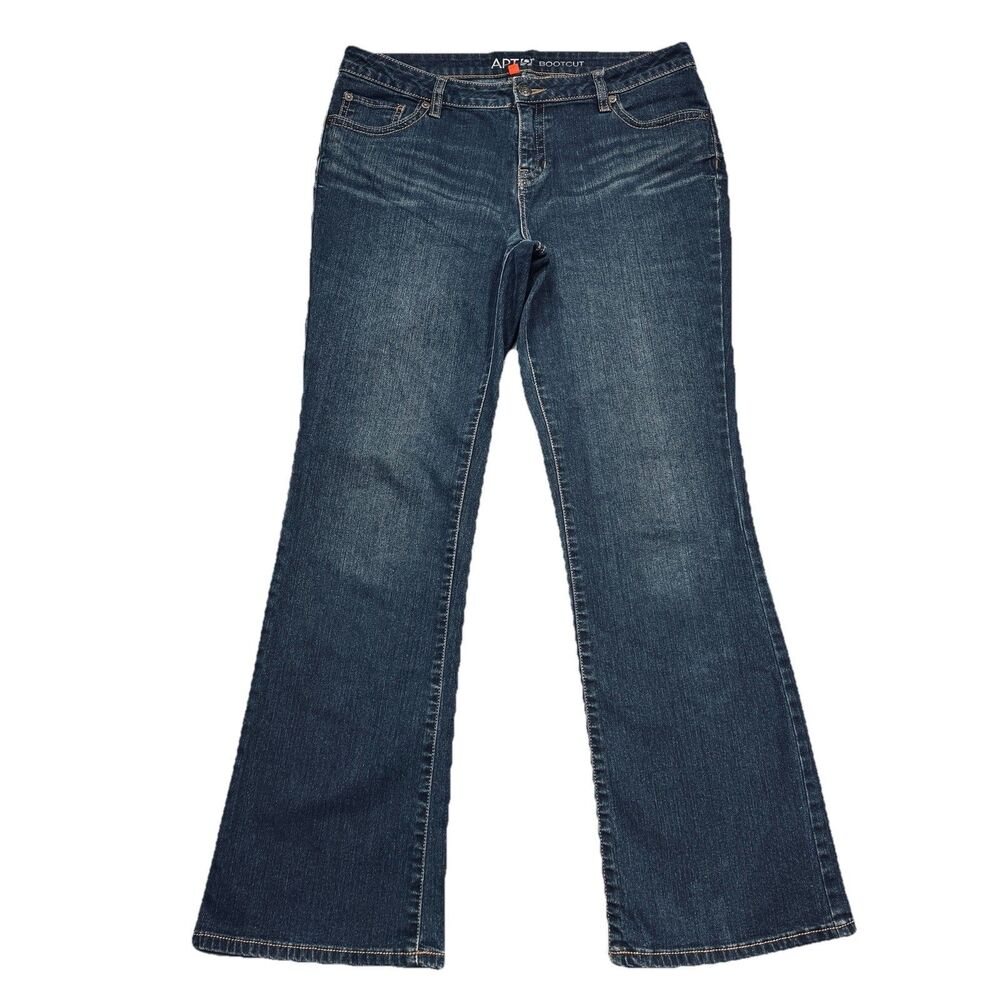 Apt 9 Bootcut Jeans 12 (33x30.5) Dark Wash Blue Mid Rise Denim Stretch Womens